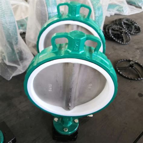 Soft PTFE Sealing Ductile Iron Wafer Butterfly Valve With Actuator Worm