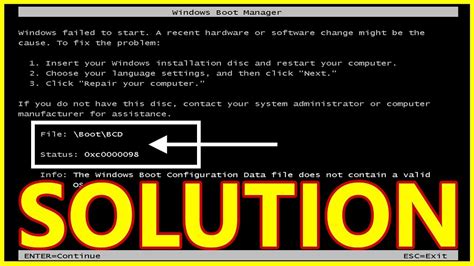 Solved Windows Failed To Start Or Windows Boot Manager BCD Issue When