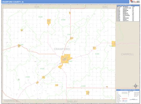 Crawford County, Iowa Zip Code Wall Map | Maps.com.com