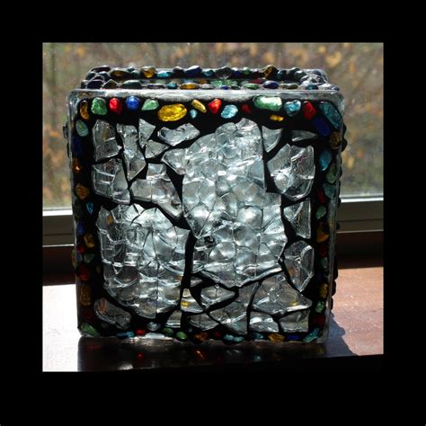 Glass Block Rainbow Pebble Stained Glass Mosaic Lightbox Stained