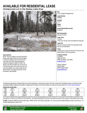 Fillable Online Dnrc Mt Available For Residential Lease Montana