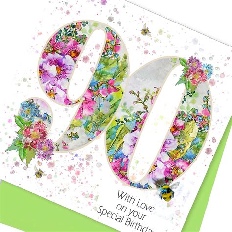 Happy 90th Birthday Card With Love On Your Special Day