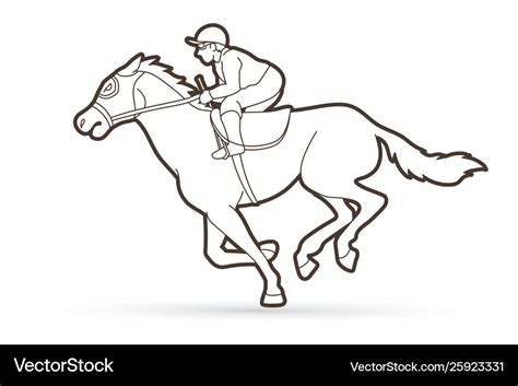 Jockey On Horse Horse Racing Cartoon Graphic Vector Image