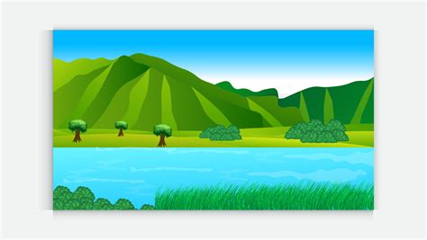 Nature Scene With Trees Blue Sky Hill River A Beautiful Lake