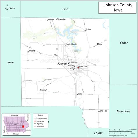 Map Of Johnson County Iowa Showing Cities Highways And Important Places Check Where Is Johnson