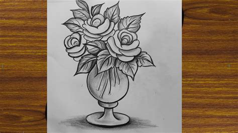 Vase With Roses Drawing