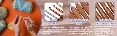 Aeelike Holzgriff Häkelnadel Set 9 Stück Ergonomische Häkelnadeln mit