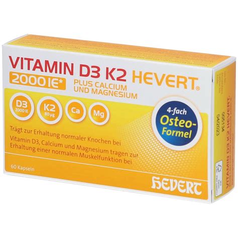 Vitamin D3 K2 Hevert Plus Calcium Und Magnesium 2000 Ie 60 St Shop