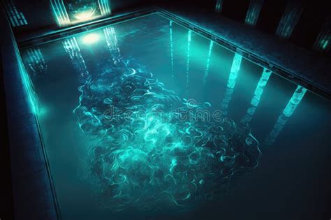 Swimming Pool with Underwater Lights Shining, Illuminating the Water ...