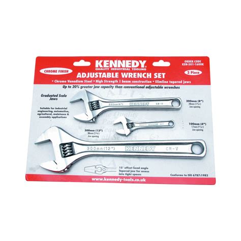 Kennedy KEN5011600K Adjustable Wrench Set Steel 3PCE B Industrial