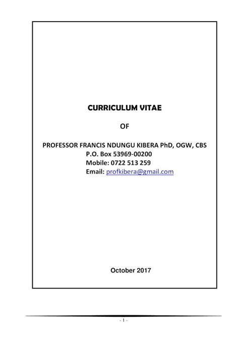 Pdf Curriculum Vitae Of University Of Nairobi Martyrs University