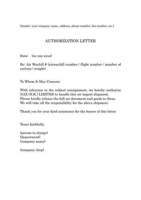 Free Authorization Letter Template Pdf Word Doc Nbkomputer