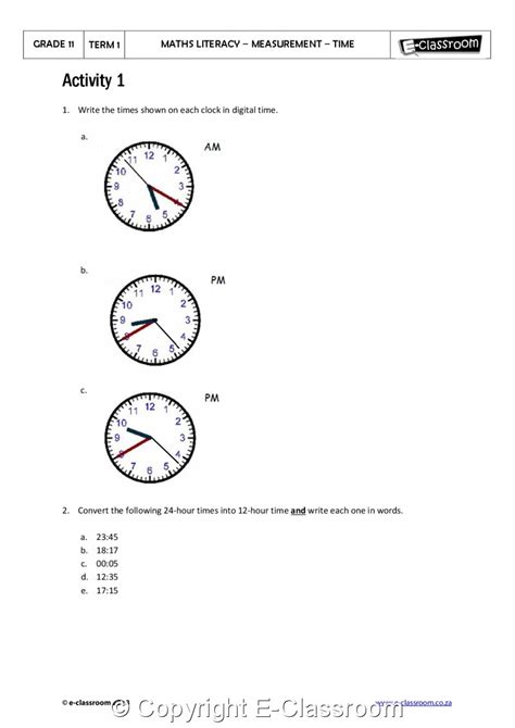 Grade 11 Mathematical Literacy Term 1 E Classroom