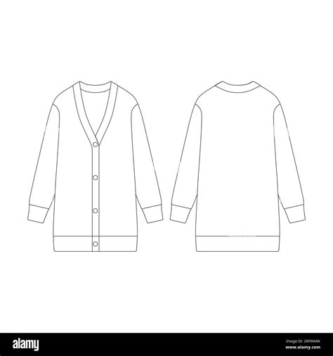 Template Women Long Cardigan Vector Illustration Flat Design Outline