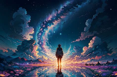 HD wallpaper: colorful, clouds, mountains, nature, anime boys, universe ...