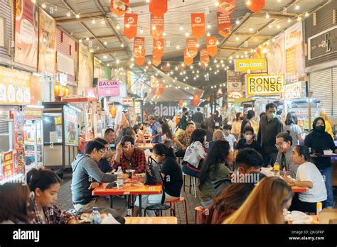 Residents Enjoy Dinner At Sudirman Street Food Center In Bandung