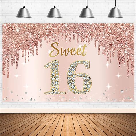 Sweet 16th Birthday Banner Backdrop Decorations For Girls