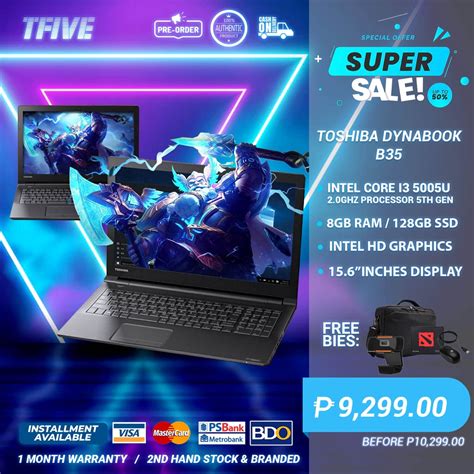 Laptop Toshiba B35 Intel Core I3 5th Gen 8gb Ram 128gb Ssd Usb Webcam 15 6 Display Shopee