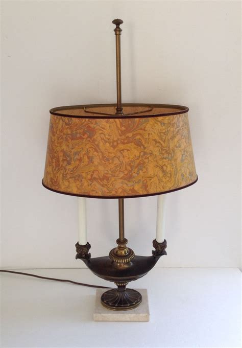 Double Aladdin Style Electric Candlestick Desk Lamp Brass And Marble Includes Shade Lamp Desk