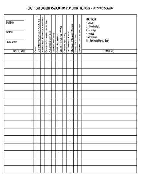 Printable Tryout Evaluation Coach Soccer Player Evaluation Form Printable Word Searches