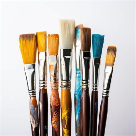 Premium Ai Image Closeup Of Artistic Paintbrushes With Different