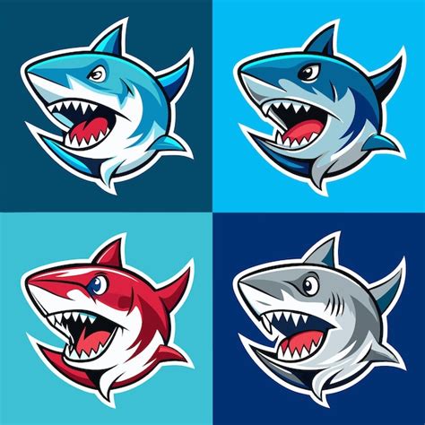 Dynamic Shark Logos Collection Aggressive Shark Mascot Designs For