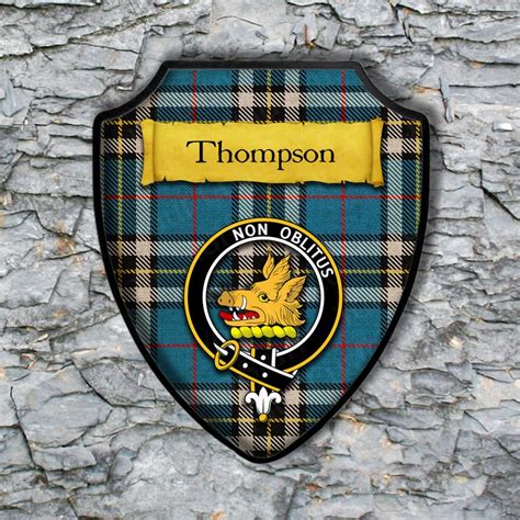 Thompson Or Thomson Shield Plaque With Scottish Clan Coat Of Etsy