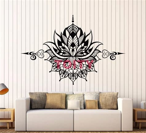 Lotus Vinyl Wall Decal Yoga Mandala Flower Art Wall Decor Sticker Joga