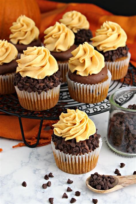 Chocolate Chip Pumpkin Cupcakes With Pumpkin And Chocolate Frosting