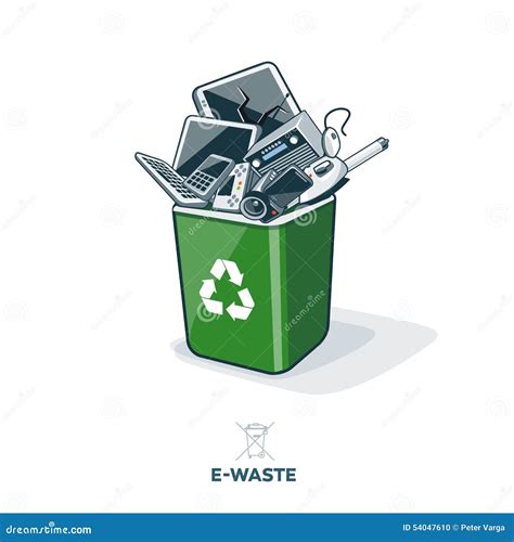 E Waste In Recycling Bin Stock Vector Image 54047610