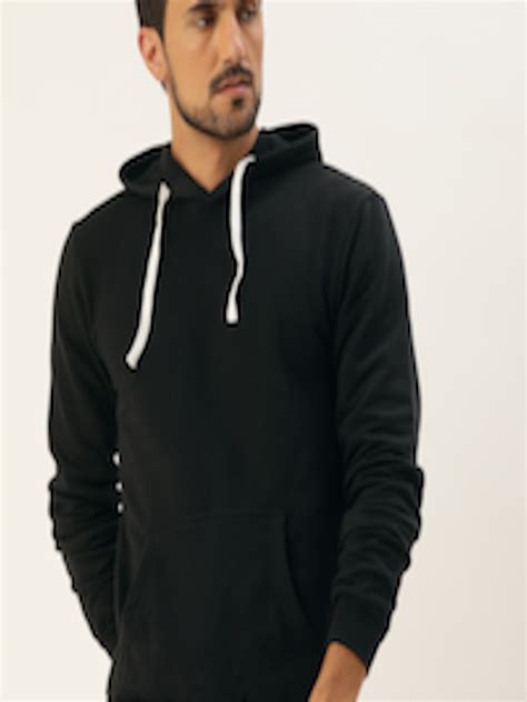 Buy Campus Sutra Men Black Solid Hooded Sweatshirt Sweatshirts For