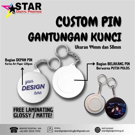 Jual CETAK PIN GANTUNGAN KUNCI 44MM DAN 58MM CUSTOM SOUVENIR