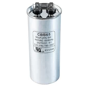 Canamax Premium 50 MFD Uf 5 MFD Motor Run Round Capacitor 370 V VAC