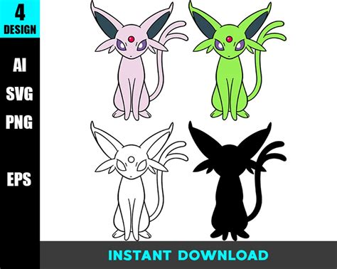 Espeon Shiny Vector Svg Eps Png Ai Outline Cricut Etsy