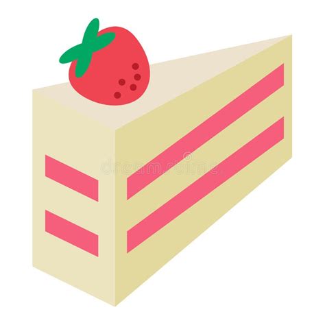 Cute Triangle Piece Of Birthday Cake Slices With Strawberry Topping