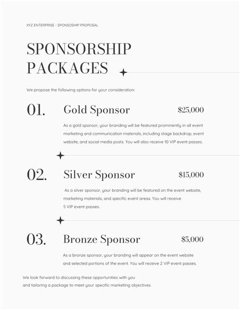 White Clean Minimalist Sponsorship Proposal Template Venngage