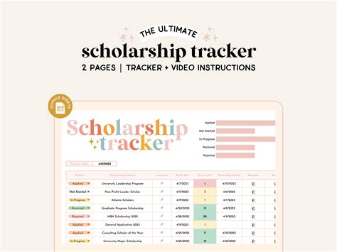 Scholarship Spreadsheet Google Sheets School Tracker School Scholarship