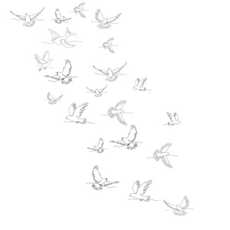 Premium Vector Continuous Line Drawing Of A Flock Of Birds Flying