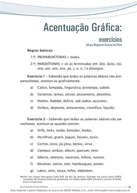 Exerc Cios Sobre Acentua O Gr Fica Para O Ano Gabarito Sobre Isso