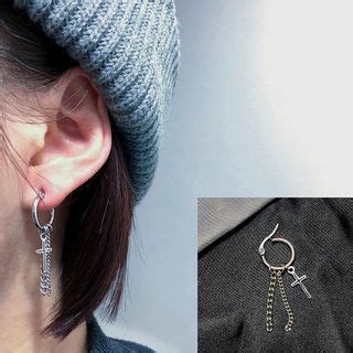 Pangu Cross Drop Hoop Earring Yesstyle