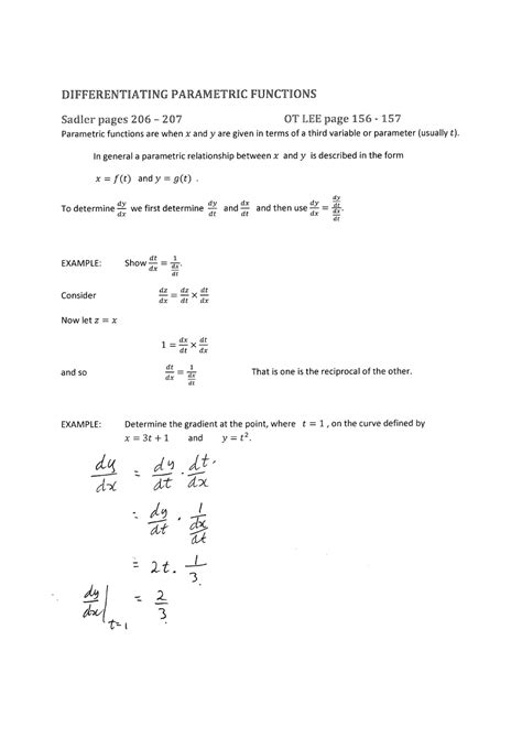 2Lesson 2 Differentiating Parametric Functions Solutions MATH1722