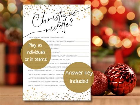 Christmas Riddle Game Christmas Party Game Holiday Party - Etsy