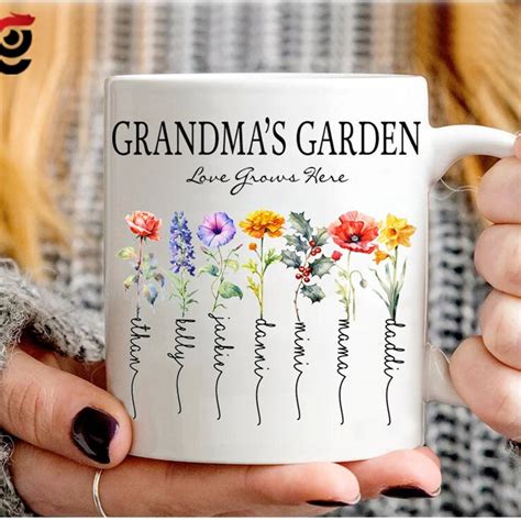 Grandmas Garden Mug With Personalized Birth Flowers Grandma Birthday