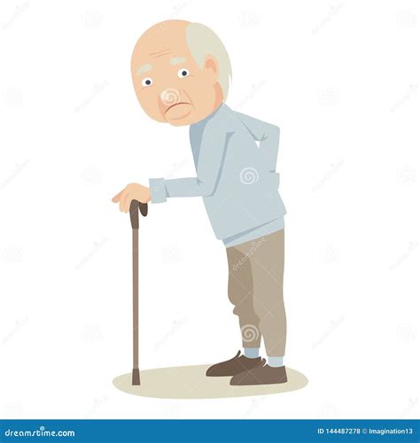 Grandfather With A Cane Stock Vector Illustration Of Happiness