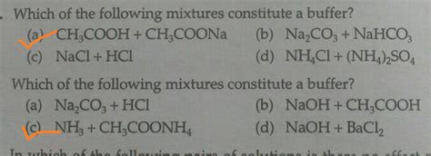 Which Of The Following Mixtures Constitute A Buffer A CH COOH CH