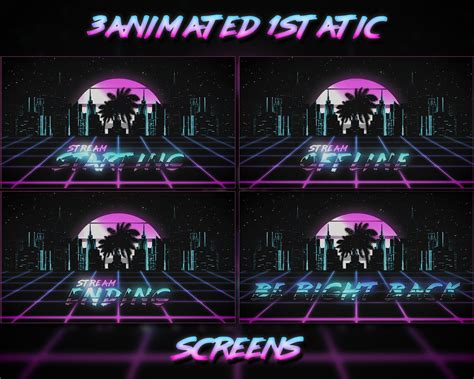 Animated Retrowave Stream Overlay Package Screens Webcam Etsy