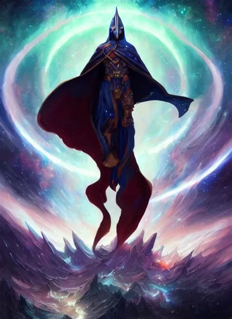 Cosmic Wizard With A Cape Epic Scene Colors Holy Stable Diffusion