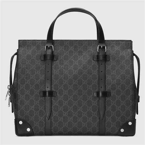 Gg Tote Bag With Leather Details In Grey And Black Gucci® Us