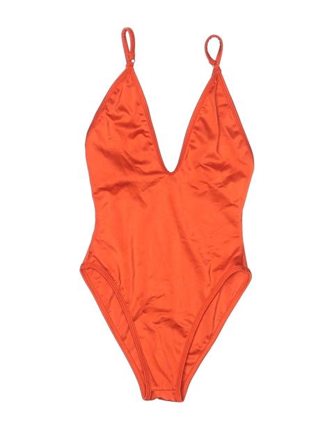 Gooseberry Seaside One Piece Swimsuit Orange Solid Swimwear Size