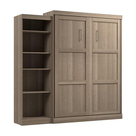 Bestar Pur 90 Modern Engineered Wood Queen Murphy Bed With Shelves In